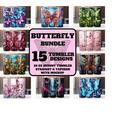 butterfly 20 oz tumbler wrap bundle, butterfly tumbler wrap, vibrant wrap, stained glass, alcohol ink, watercolor, neon,