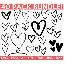 doodle heart svg bundle, heart svg bundle, sketch, hand-drawn heart svg, valentine heart svg, cut files cricut, silhouet