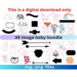 Baby SVG Bundle, Baby Shower Clipart, Newborn PNG, Cut file for Cricut Silhouette, Design files, Instant download, Print digital, Commercial