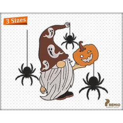 halloween embroidery designs, gnome embroidery file, boo gnome embroidery design, fall pumpkin embroidery design - digit