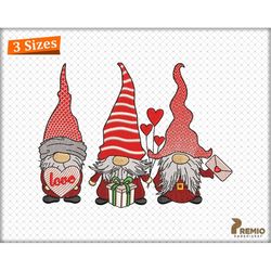 valentine gnome embroidery design, love valentines gnome machine embroidery patterns, valentine's day embroidery file -