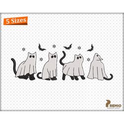 Cat Ghost Embroidery Design, Spooky Season Embroidery Design, Halloween Cats Embroidery Design, Halloween Cat Machine Em