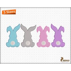 bunny embroidery design, four cute bunny machine embroidery files, easter bunny embroidery patterns, bunnies digital em