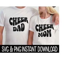 cheerleader svg, cheerleader png, cheer mom and cheer dad wavy letter svg bundle, instant download, cricut cut files, silhouette cut files