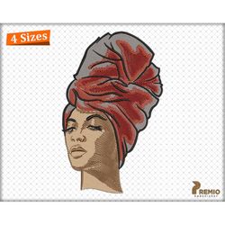 afro woman embroidery design, black melanin woman turban hair embroidery files, african american digital designs for emb