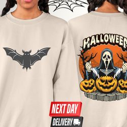 bat ghost halloween sweatshirt and hoodie, halloween pumpkin hoodie, bat sweatshirt