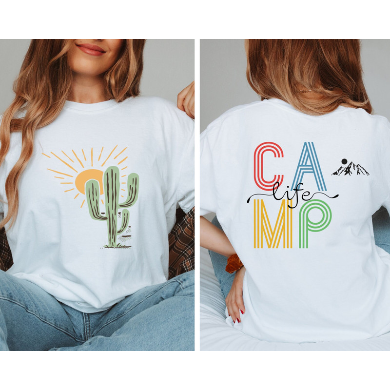 Camp Life Comfort Colors Shirt, Cactus Shirt, Cactus Scene Shirt, Camping T-Shirts, Camper Shirt, Desert Sunrise Shirt, Friemds Gift Shirt - 1.jpg