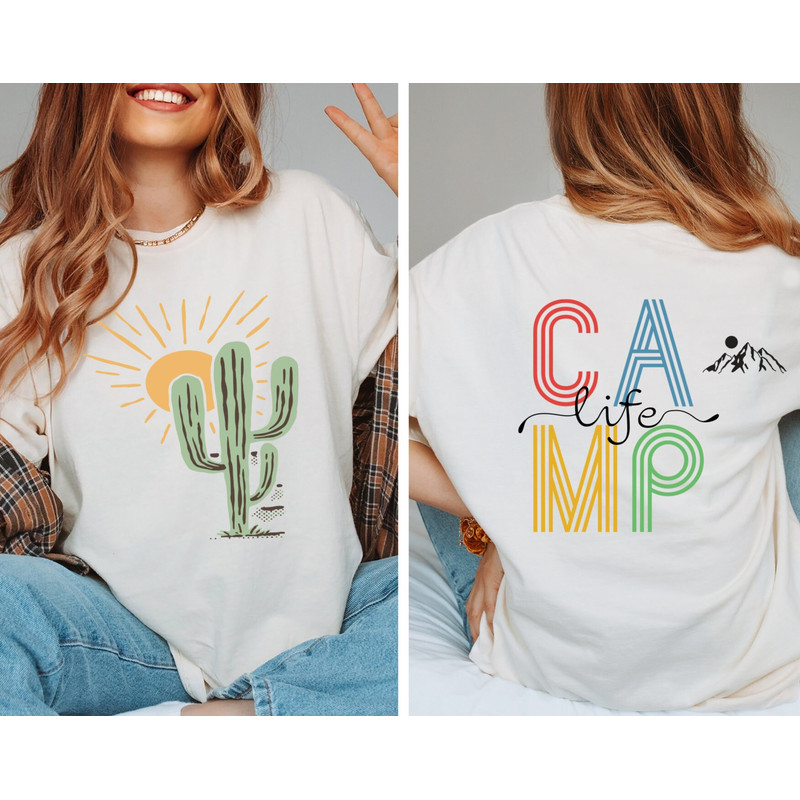 Camp Life Comfort Colors Shirt, Cactus Shirt, Cactus Scene Shirt, Camping T-Shirts, Camper Shirt, Desert Sunrise Shirt, Friemds Gift Shirt - 2.jpg