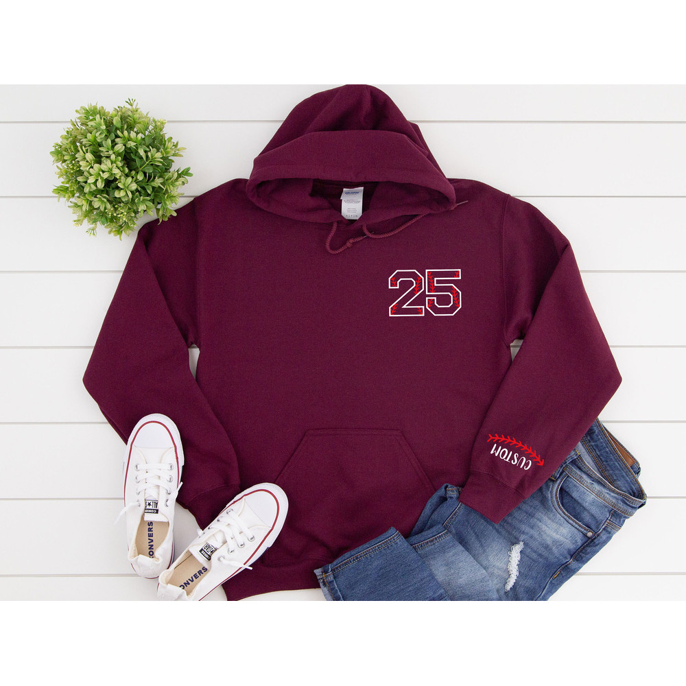 Custom Baseball Jersey Sweatshirt and Hoodie, Women's Custom Baseball Sweatshirt, Personalized Baseball Mom Hoodie, Baseball Player Gift - 6.jpg