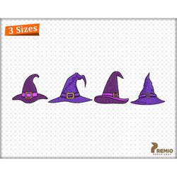 Witch Hat Embroidery Design, Four Halloween Hat Machine Embroidery Files, Gothic Witch Hat Halloween Embroidery Designs
