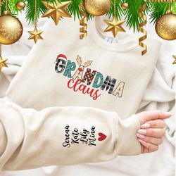 custom gigi claus sweatshirt and hoodie, christmas grandma claus sweatshirt, mama hoodie