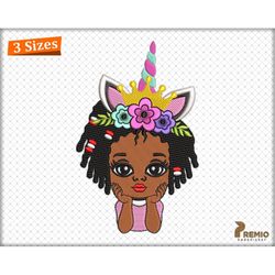 afro unicorn embroidery design, peekaboo girl embroidery design, afro unicorn girl embroidery design, afro unicorn birth