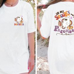 custom in my spooky pregnant era comfort colors shirt, pregnant mom gift, pregnant halloween shirt