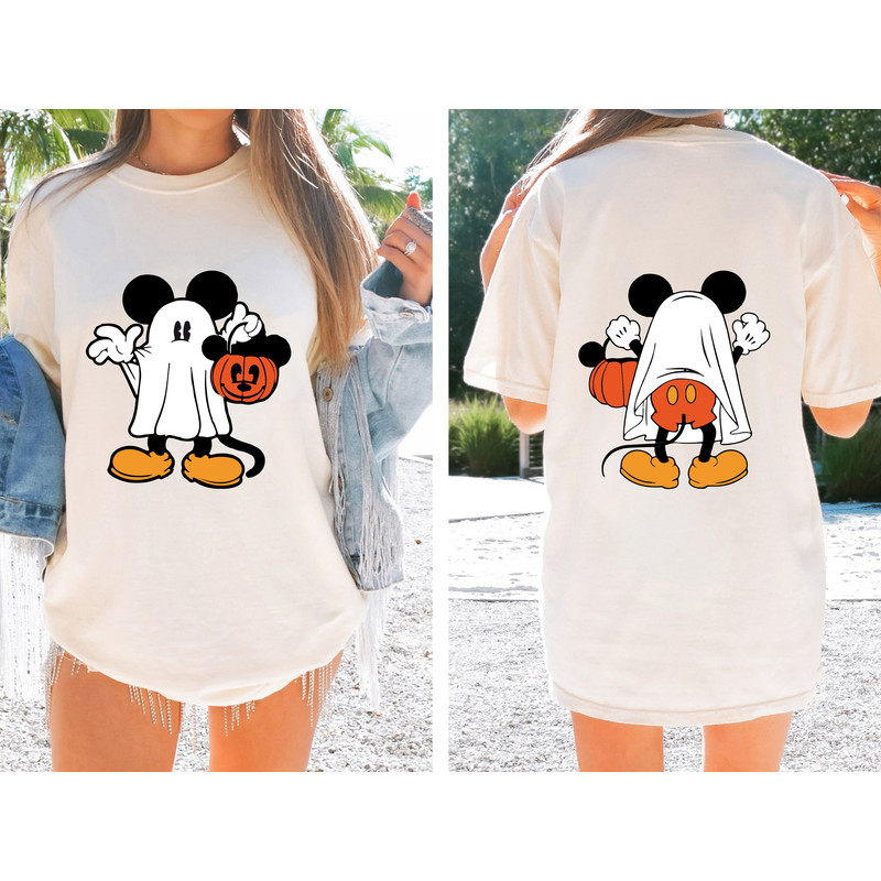 Disney Halloween Comfort Colors Shirt, Mickey Halloween Shirt, Mickey Couple Tee, Halloween Matching, Spooky Season Tee, Back and Front Tee - 2.jpg