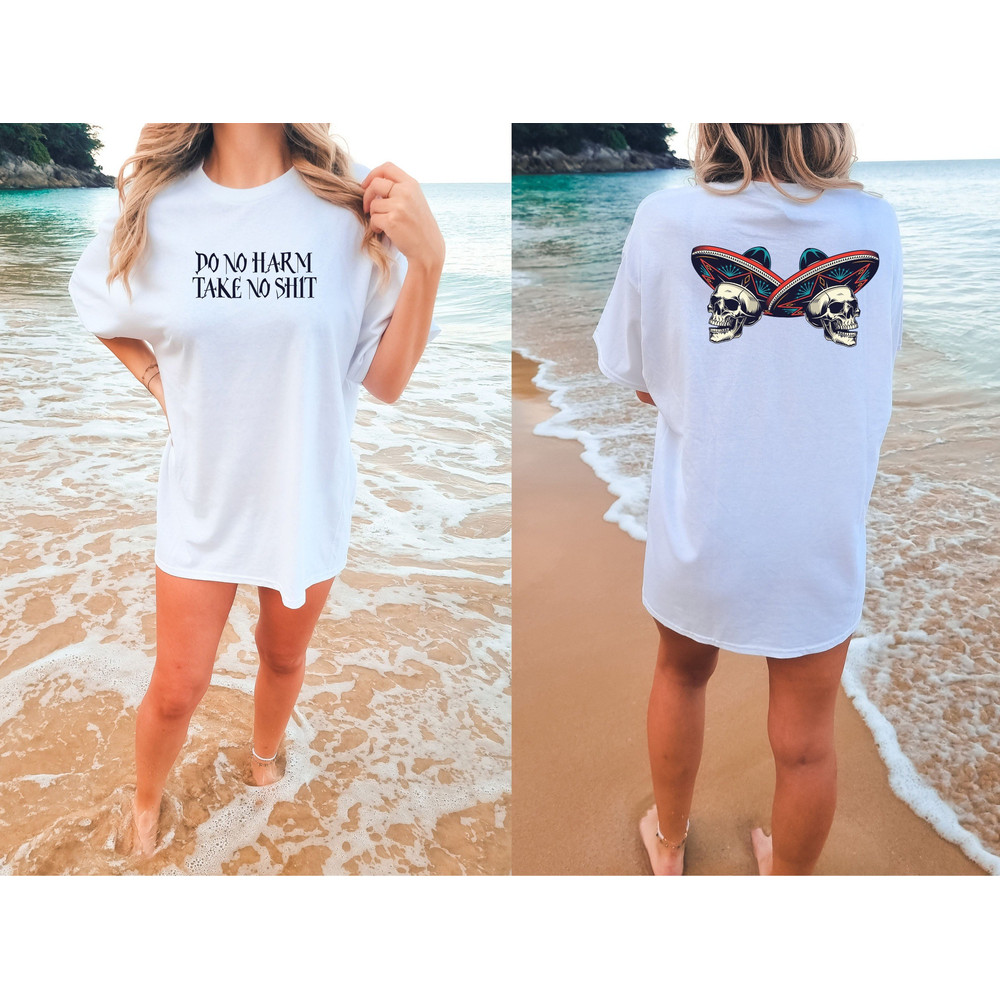 Do No Harm Take No Shit Cowboy Shirt, Skull Comfort Colors Shirt, Vintage Retro Tee, Trendy Hippie Graphic Tee, Boho Graphic Tee, Retro Tee - 1.jpg