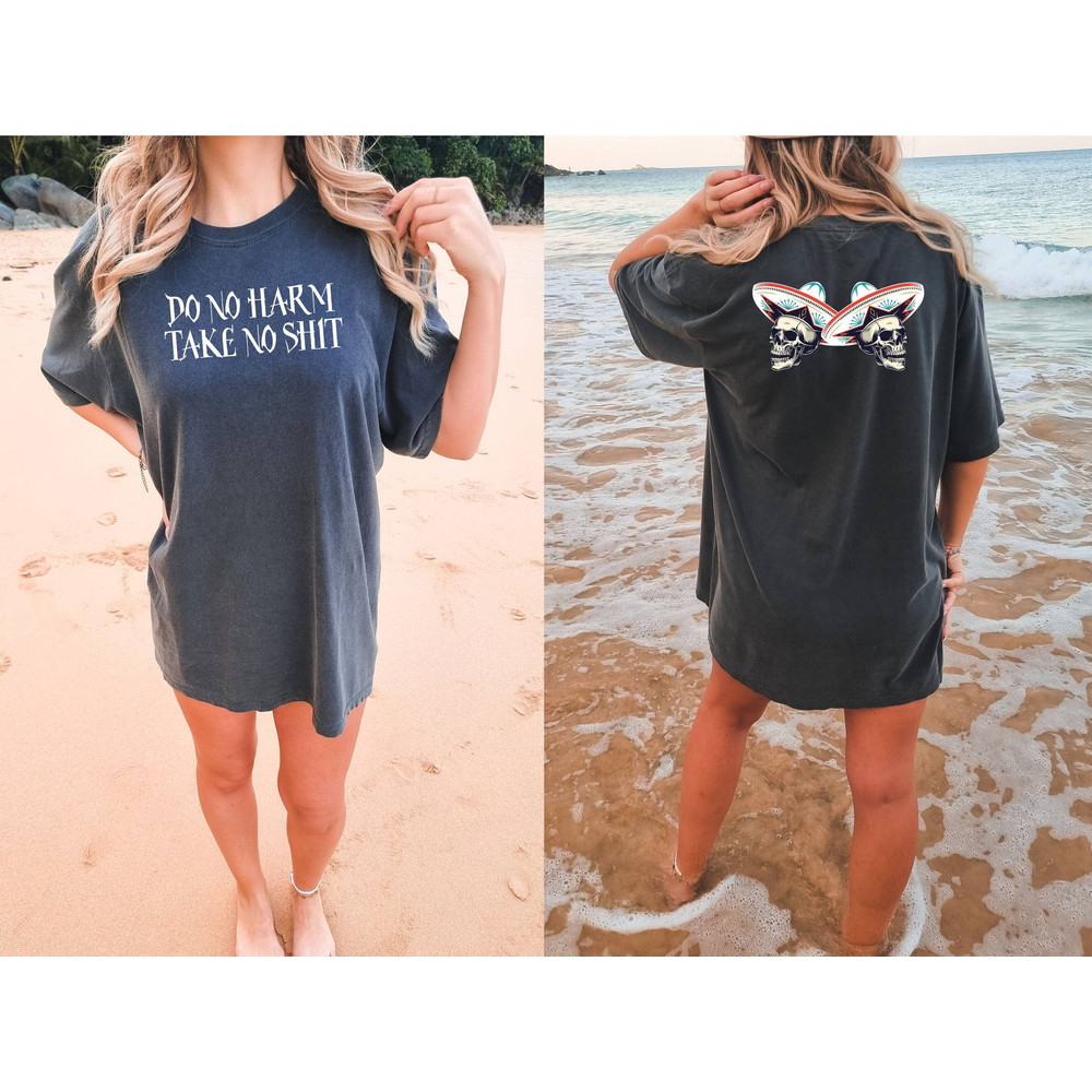Do No Harm Take No Shit Cowboy Shirt, Skull Comfort Colors Shirt, Vintage Retro Tee, Trendy Hippie Graphic Tee, Boho Graphic Tee, Retro Tee - 3.jpg