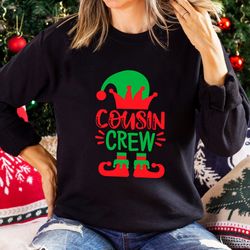 cousin crew elf shirt pngs, santa hat, snow snowy, family matching christmas elf shirt png, sassy elf christmas matching