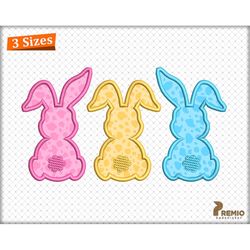 bunny applique embroidery design, easter embroidery designs, bunny machine embroidery designs, bunny trio easter appliq