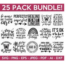 mental health svg bundle, positive svg, motivational svg, mental health awareness, inspirational svg, cut files for cricut, silhouette