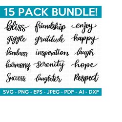 positive words calligraphy svg bundle, motivational quotes svg, inspirational quotes svg, life quotes, positive vibes, cut file for cricut