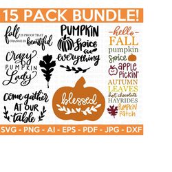 fall svg bundle, fall svg, autumn svg, thanksgiving svg, fall svg designs, fall sign, autumn bundle svg, cut file cricut, silhouette, png