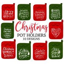 christmas pot holder svg bundle, potholder svg, oven mitt svg, kitchen svg bundle, baking svg, funny kitchen quotes, cut file cricut