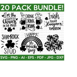 st patrick's day svg bundle, lucky svg, irish svg, st patrick's day quotes, shamrock svg, clover svg, cut file cricut, silhouette