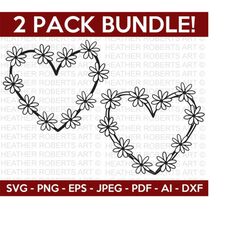 floral heart mini svg bundle, floral heart svg, heart frame svg, heart svg, flower svg, flower frame svg, cut files for cricut, silhouette
