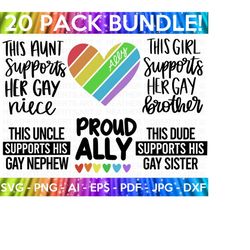 gay pride ally svg bundle, lgbt ally svg bundle, gay ally svg, rainbow svg, gay pride ally shirt svg, gay parade outfit,cut files for cricut