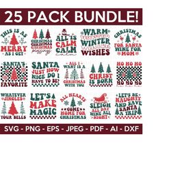 retro christmas svg bundle, christmas quotes svg bundle, winter svg, christmas tree svg, merry christmas, christmas shirt,cut file cricut