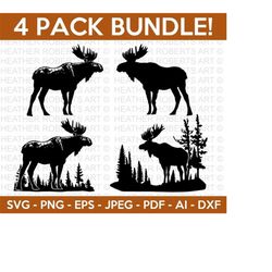 moose mini svg bundle, moose svg, nature moose svg, baby moose svg, animals svg, moose silhouette, moose clipart, cut file for cricut