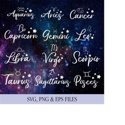zodiac signs, svg, eps, png, bundle, astrology, zodiac sign clipart bundle, astrology signs svg bundle, zodiac sign for cricut