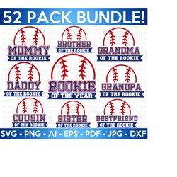 baseball birthday svg bundle, birthday svg, family birthday shirt svg, baseball svg, family shirt svg, rookie of the year ,cut files cricut