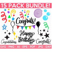 celebrations svg bundle, party svg bundle, party decorations svg, birthday party svg, greetings svg, cut files for cricut, silhouette