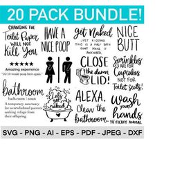 bathroom svg bundle, bathroom quote, restroom svg, potty dance svg, farmhouse svg, bathroom sign svg, funny bathroom svg, cut file cricut