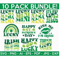 st. patrick's day retro svg bundle, retro svg, st patrick's day quotes, rainbow svg, lucky svg, st patricks day rainbow, cut file cricut