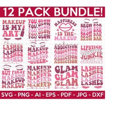 retro make up svg bundle (colored), make up svg, make up queen svg, make up quote, make up boss svg, lashes svg,cricut cut files, silhouette