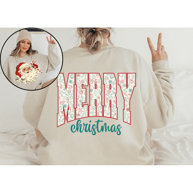 Retro Santa Sweatshirt and Hoodie, Merry Christmas Hoodie, Vintage Santa Sweatshirt, Xmas Santa Hoodie, Christmas Vibes Sweater, Xmas Hoodie - 1.jpg