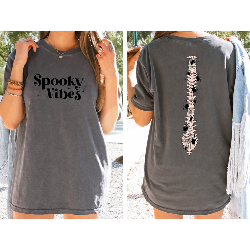 Spider Spine Comfort Colors Shirt, Spooky Skeleton Shirt, Spooky Season Tee, Fall Tee, Halloween Tee, Stay Spooky Season Comfort Colors Tee - 3.jpg
