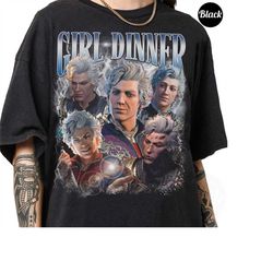 astarion baldurs gate 3 girl dinner vintage t-shirt, baldurs gate 3 oversized retro shirt for man and women unisex shirt