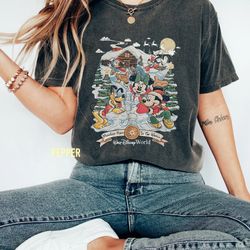 vintage walt disney world christmas comfort colors shirt, disneyworld christmas shirt, retro disney christmas shirt