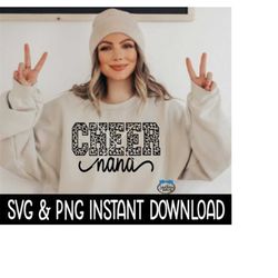 cheer nana leopard svg, cheerleader nana png, wine glass svg, cheer nana svg, instant download, cricut cut files, silhouette cut file, print