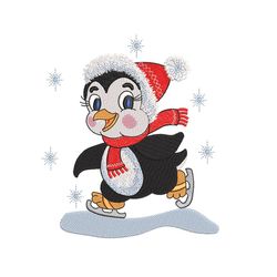 Christmas Baby Penguin embroidery design
