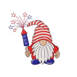 usa patriotic gnome, july 4 machine embroidery
