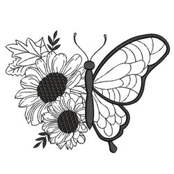 butterfly and sunflower, machine embroidery design