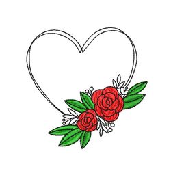 heart with roses machine embroidery file