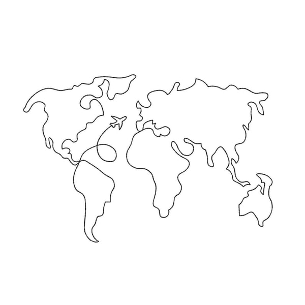 Machine World Map World Map One line machine embroidery design - Inspire Uplift