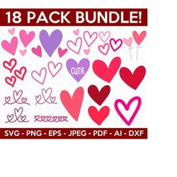 heart svg bundle, heart clipart, doodle hearts, valentines svg, hand-drawn heart svg, valentine heart svg, cut files cri