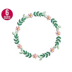 floral wreath embroidery design, flower frame, machine embroidery file, instant download