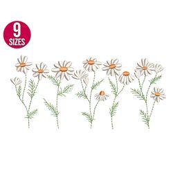 daisy machine embroidery design, wildflowers, plants, machine embroidery file, instant download